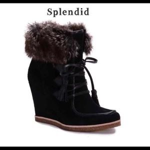 Splendid black targan faux fur boots size 7.5.